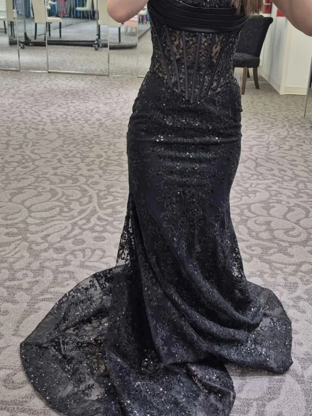 sherri hill black sequin prom dress Sherri Hill 54048 black sequin and feather